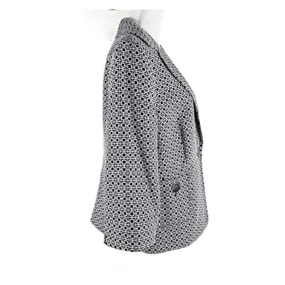 Josephine Dark Blue & White Geo-Mod 3/4 Sleeve Blazer Jacket Size 14 NWT - Picture 2 of 10